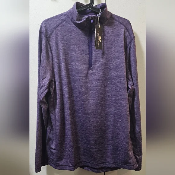 Vineyard Vines Sankaty Performance Golf Quarter Zip Purple Mens Multiple Sizes